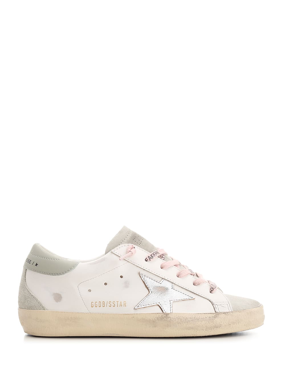 Golden Goose Super-star Leather Sneakers In White/ice/silver/aquamarine