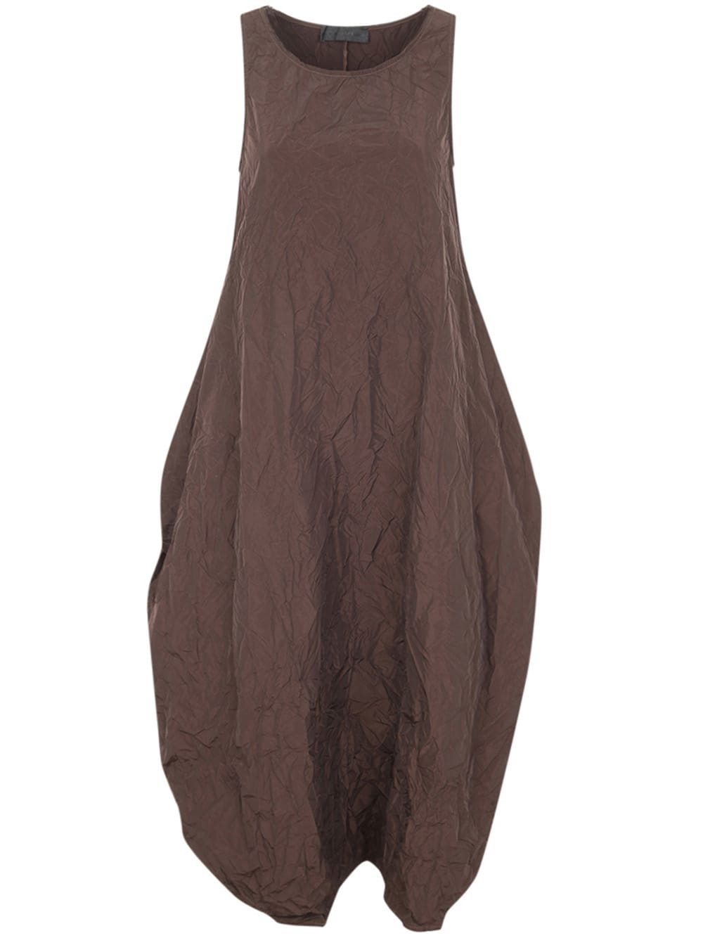 Shop Maria Calderara Marionetta Crinkled Opaque Taffeta Long Dress In Dark Chocolate