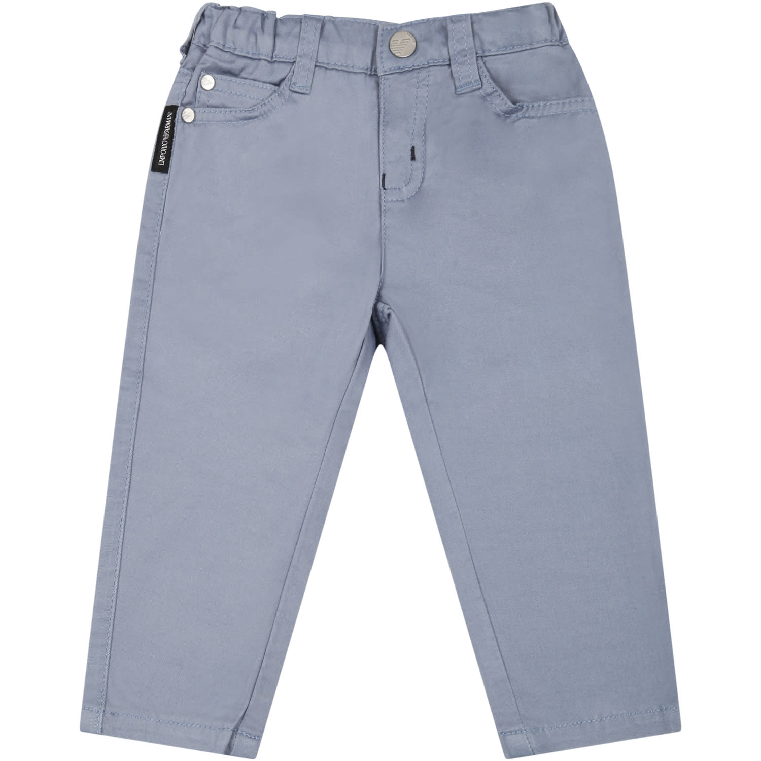 Armani Collezioni Light-blue Trouser For Baby Boy With Iconic Eagle