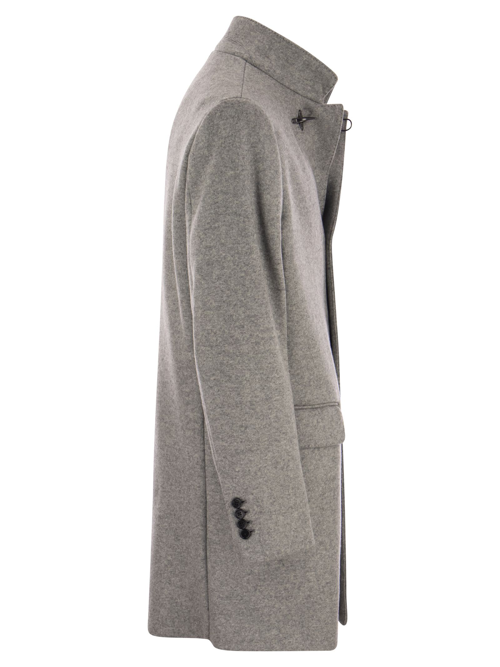 Shop Fay New Duty - Wool-blend Coat In Melange Grey