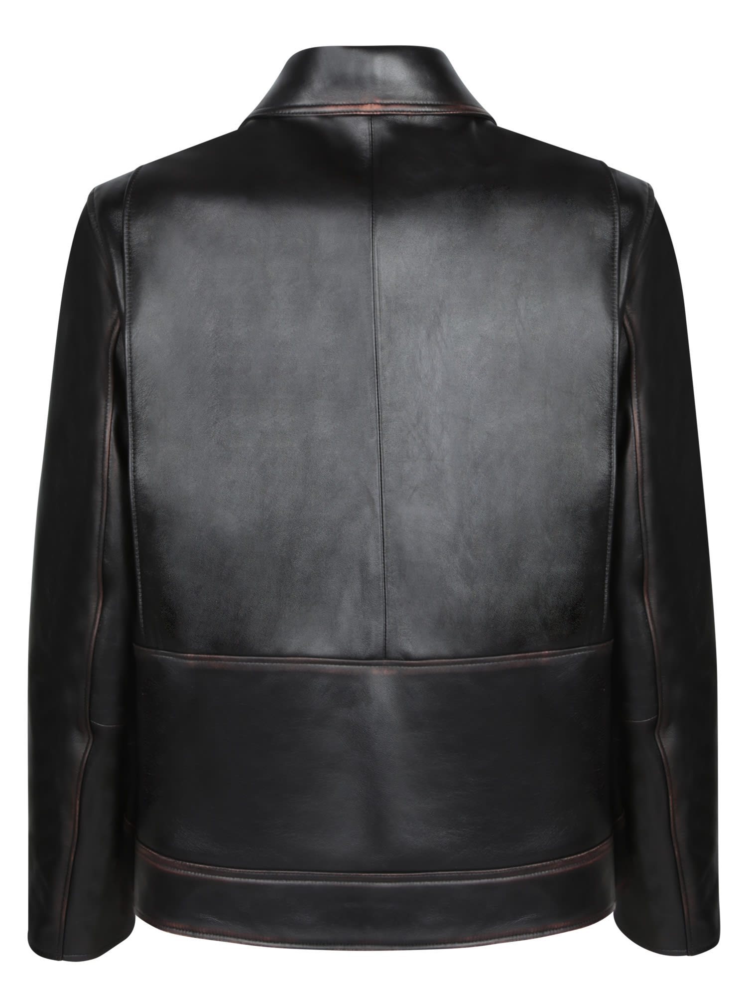 PAUL SMITH DESTROYED BROWN LEATHER JACKET