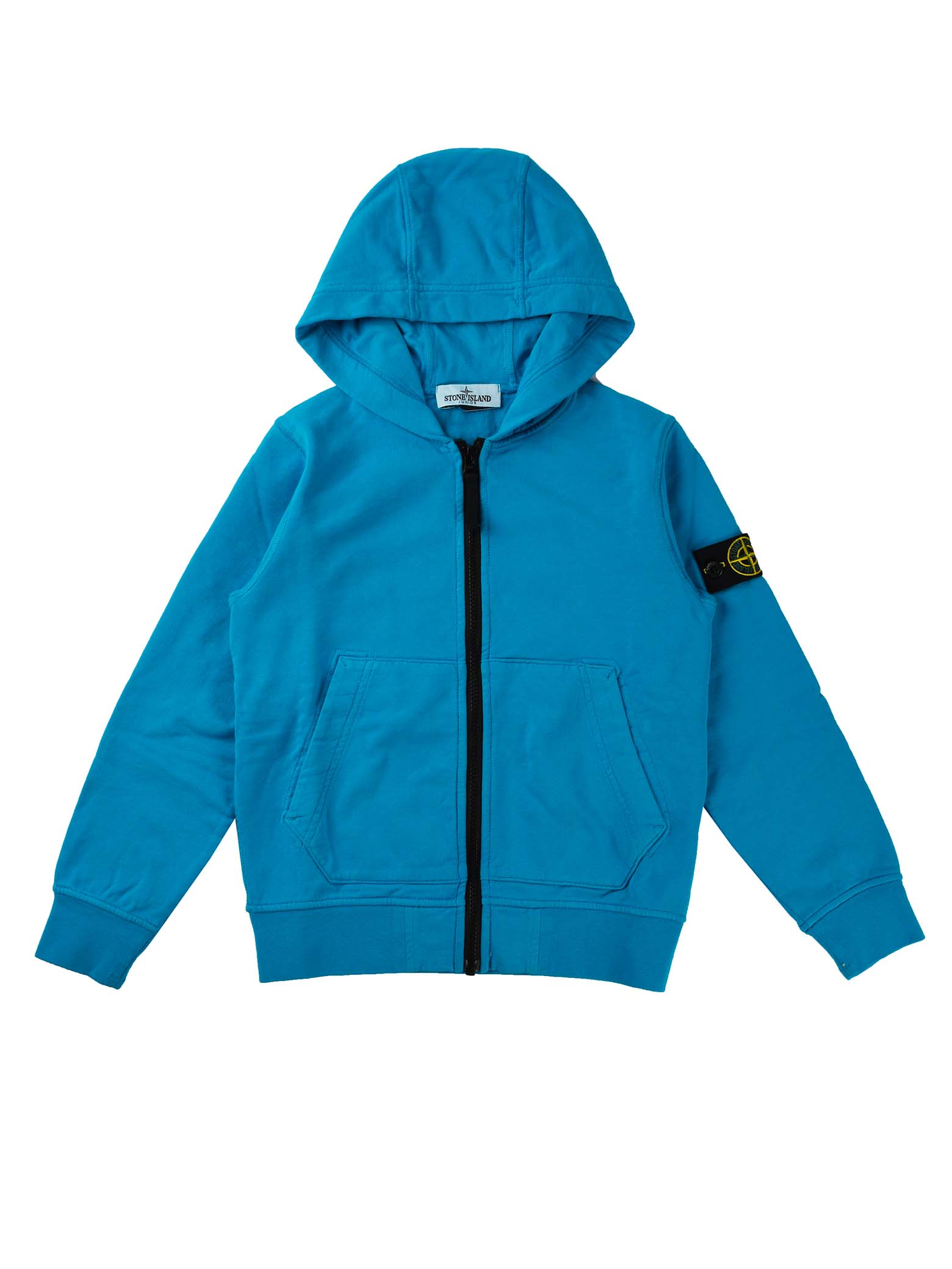 Stone Island Junior Turquoise Sweatshirt With Hood And Zip