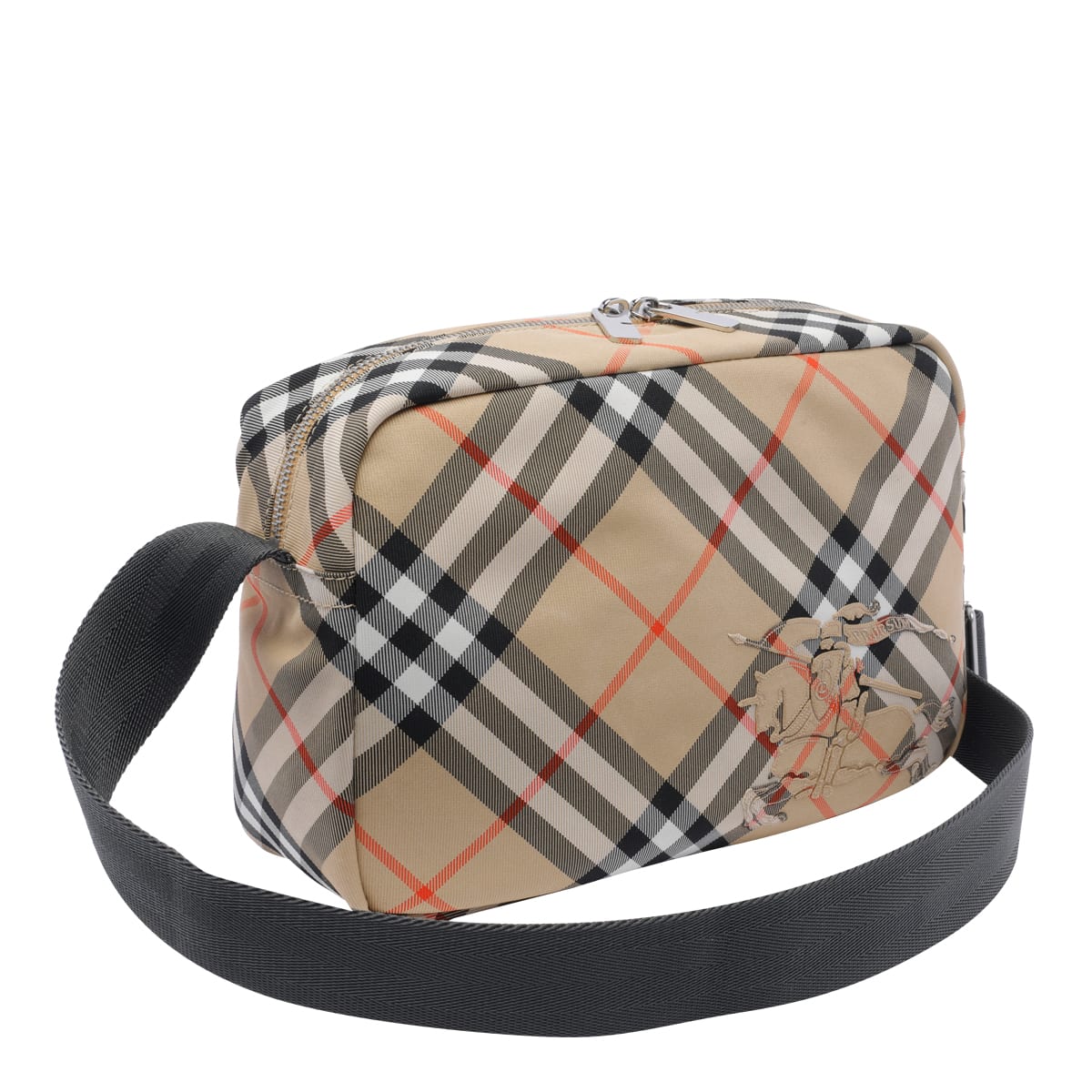 Shop Burberry Check Crossbody Bag In Beige