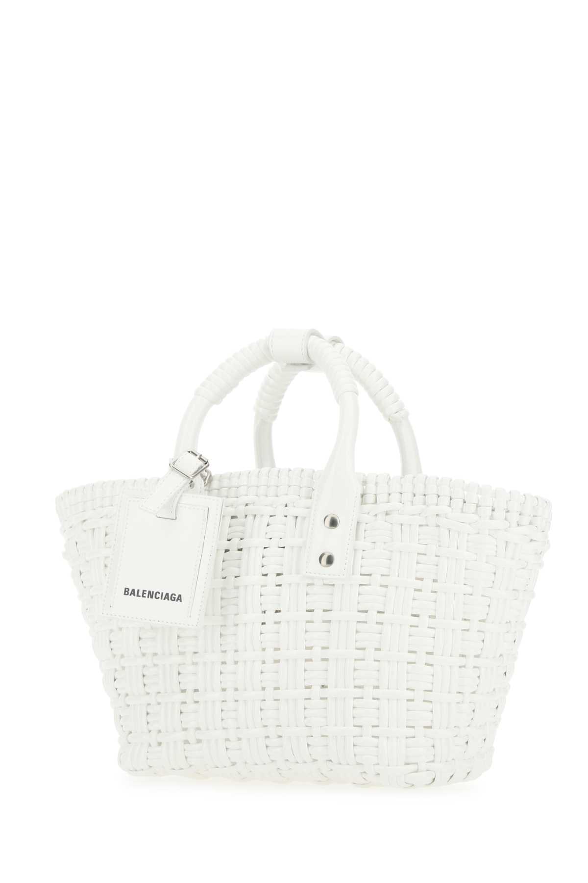 Shop Balenciaga White Synthetic Leather Bistro Xs Handbag In 9000