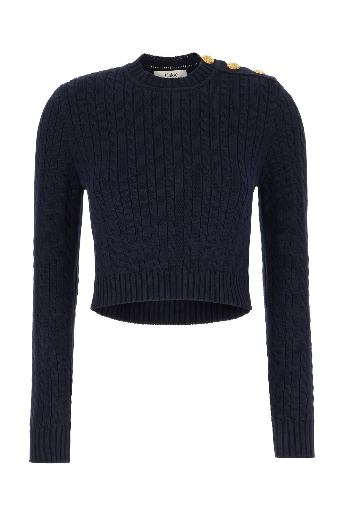 Shop Chloé Midnight Blue Cotton Sweater In Classic Navy