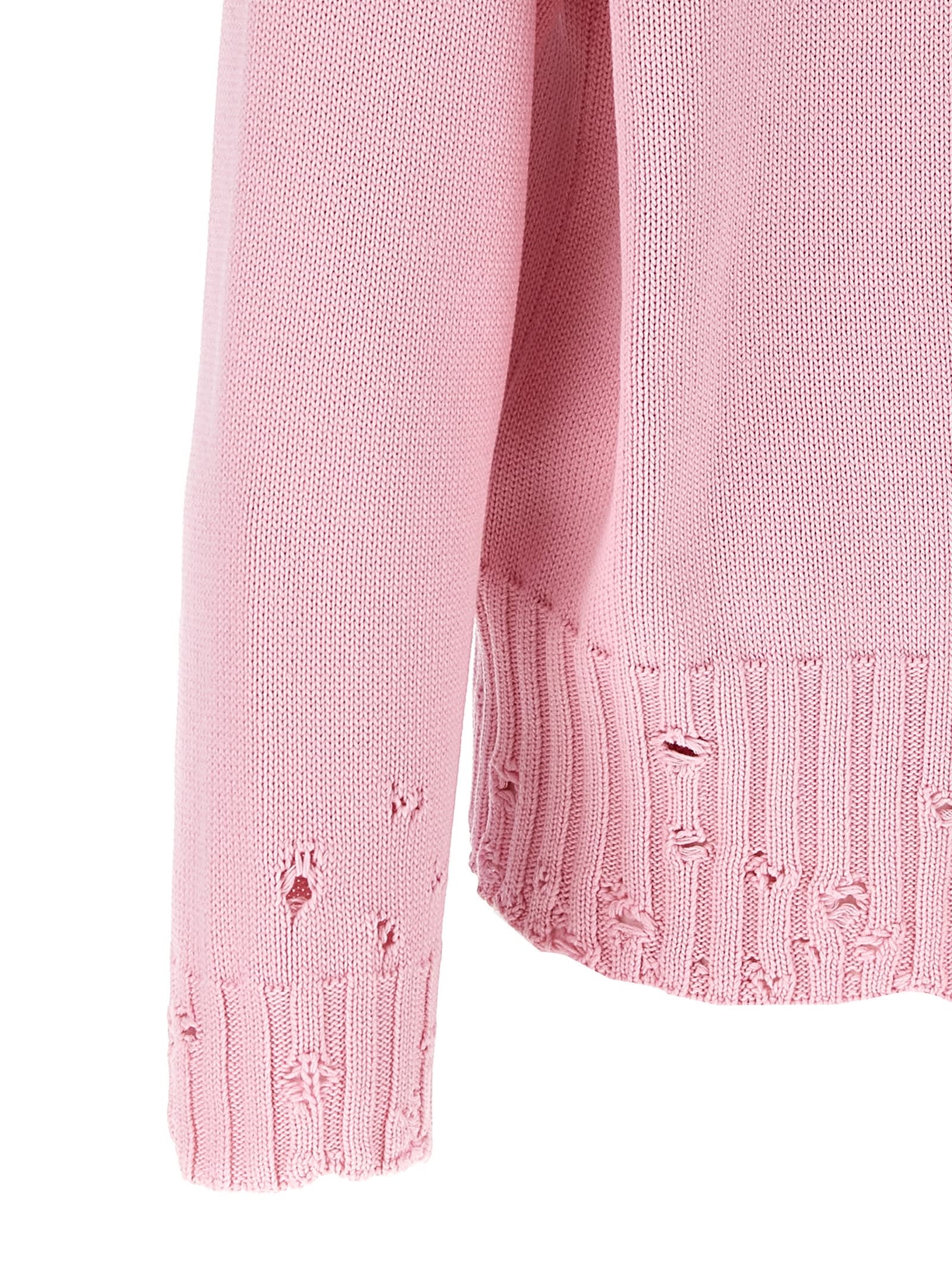 Marni Distressed Detailing Knit Cardigan In Pink