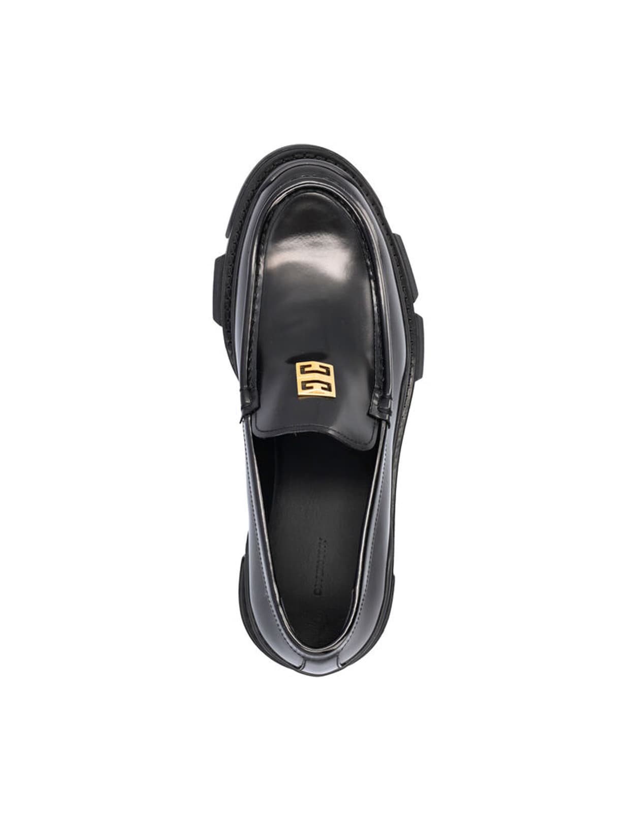 Shop Givenchy Black Loafers With Golden 4g Logo In Nero