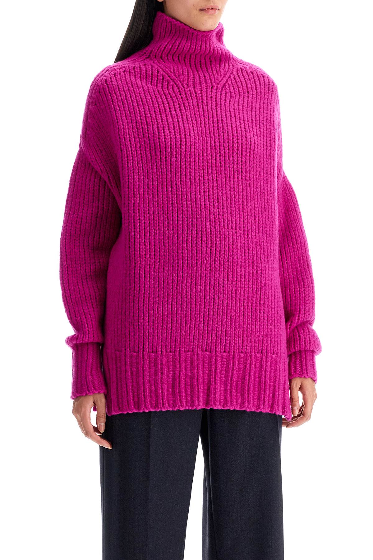 Shop Lanvin High-neck Wool Sweater In Fuchsia (fuchsia)