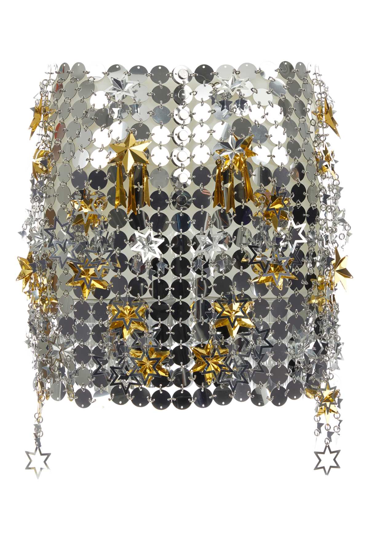 Rabanne Two-tone Sequins Mini Skirt In Silvergold