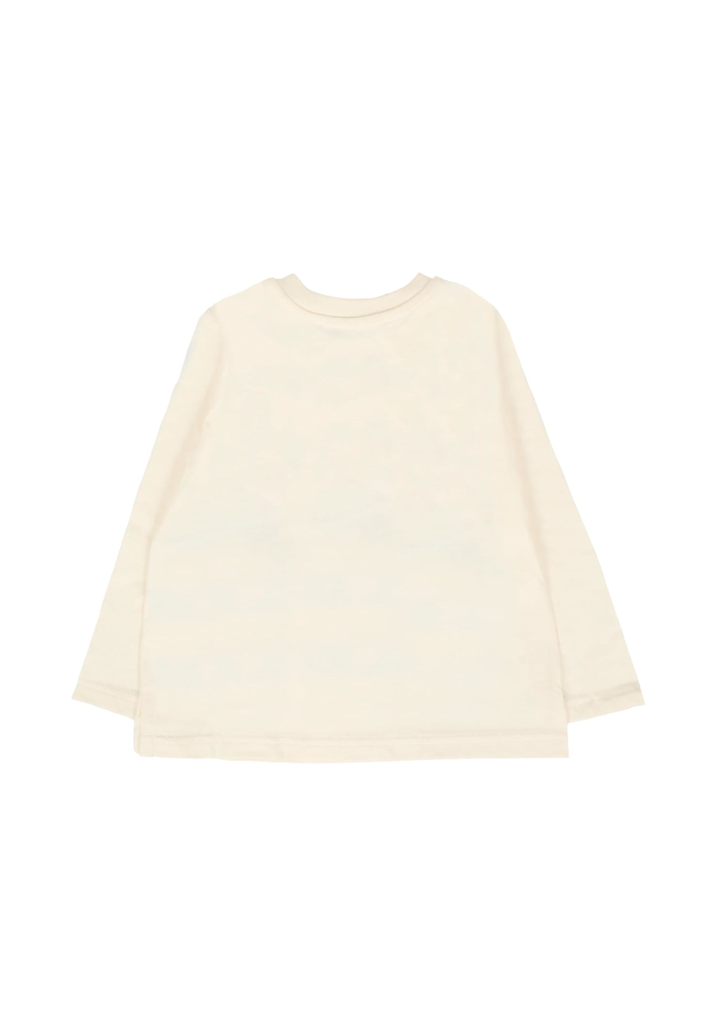 Msgm Ivory T-shirt For Baby Girl With Logo And Cat In Neutral