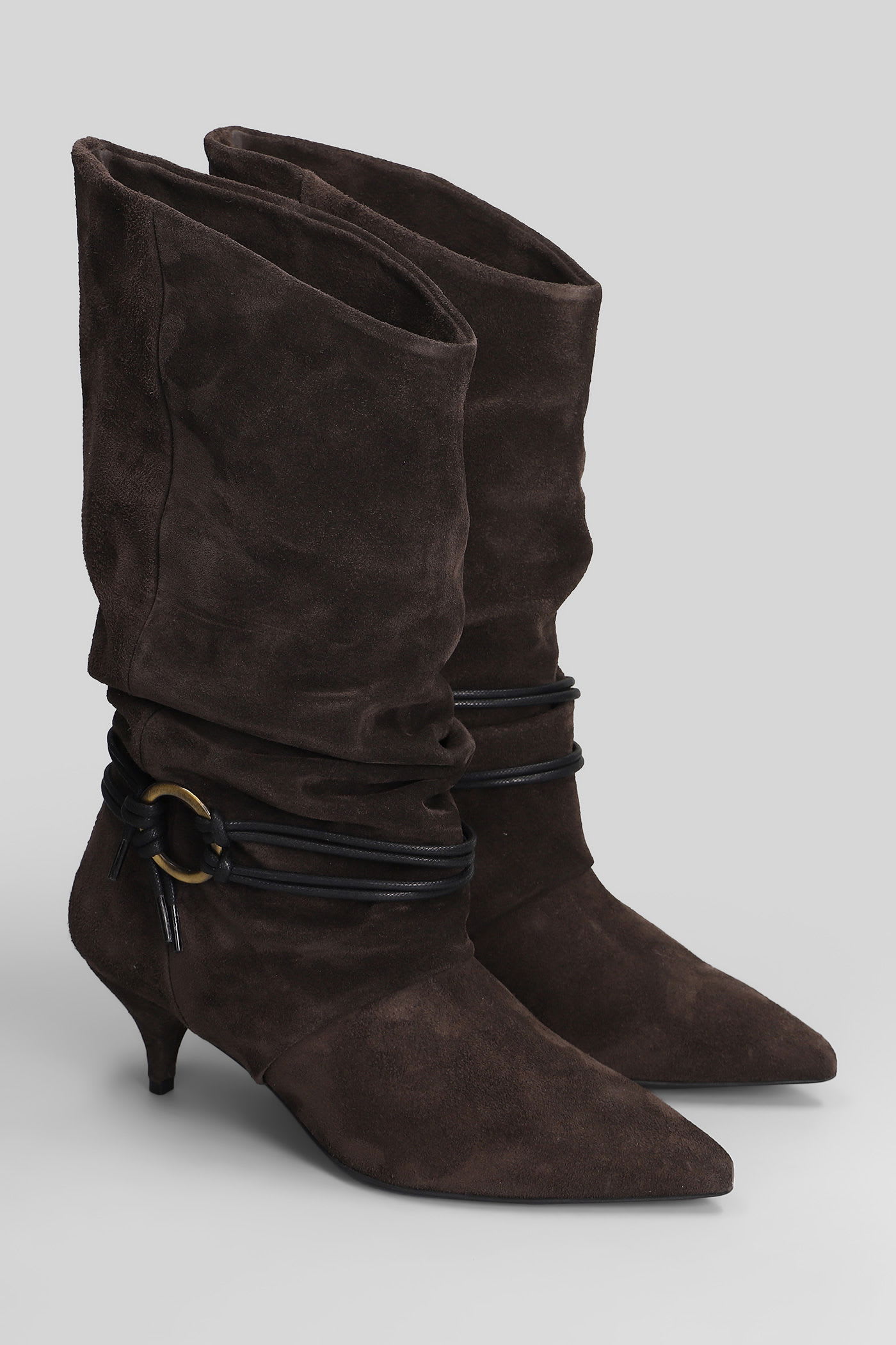 Alchimia High Heels Ankle Boots In Brown Suede In Brown