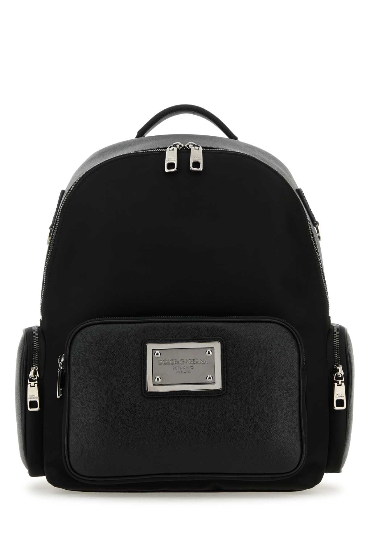 Shop Dolce & Gabbana Black Fabric And Leather Backpack In 8b956