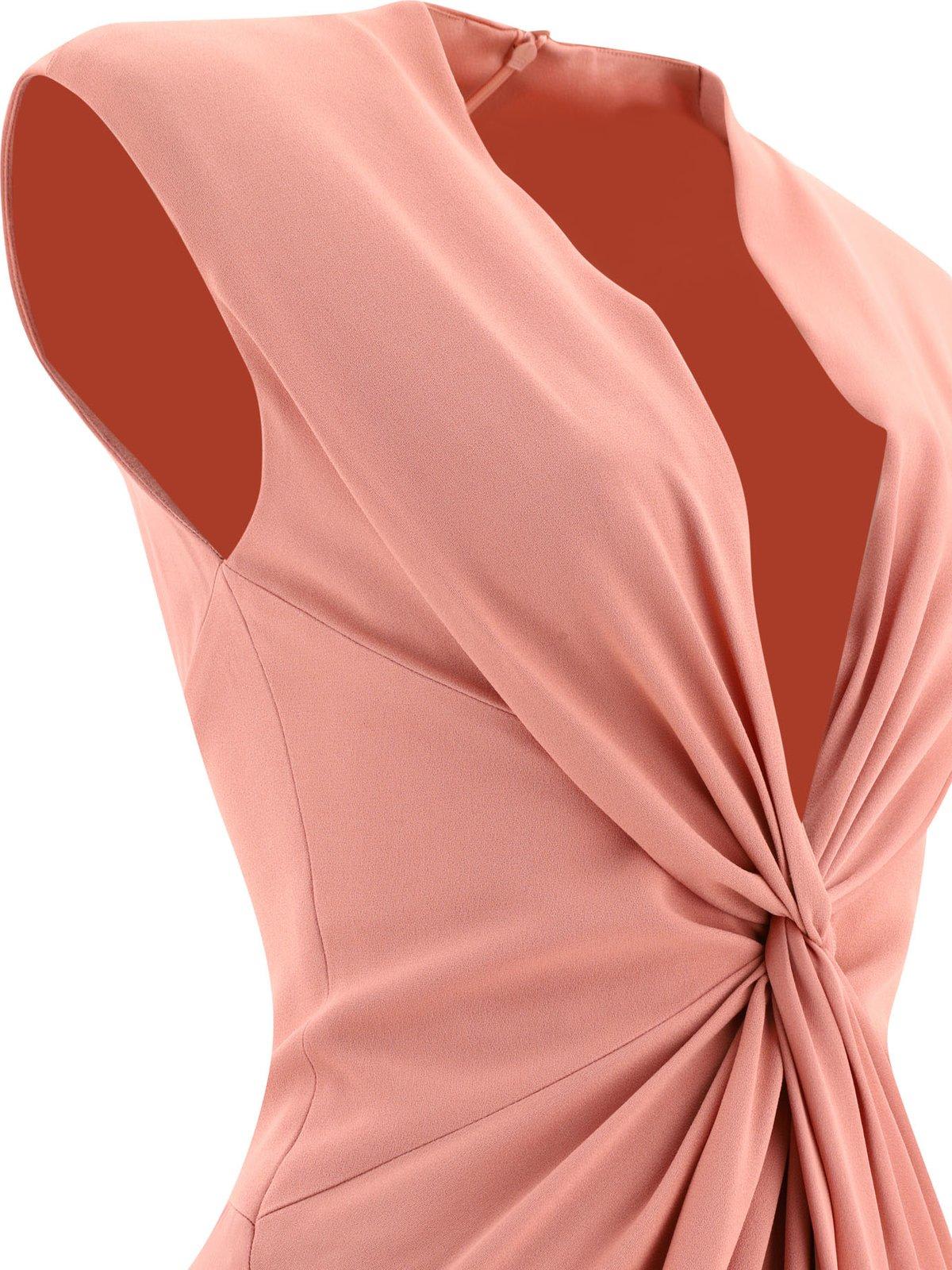 Shop Max Mara Pilard V-neck Sleeveless Dress In Blush