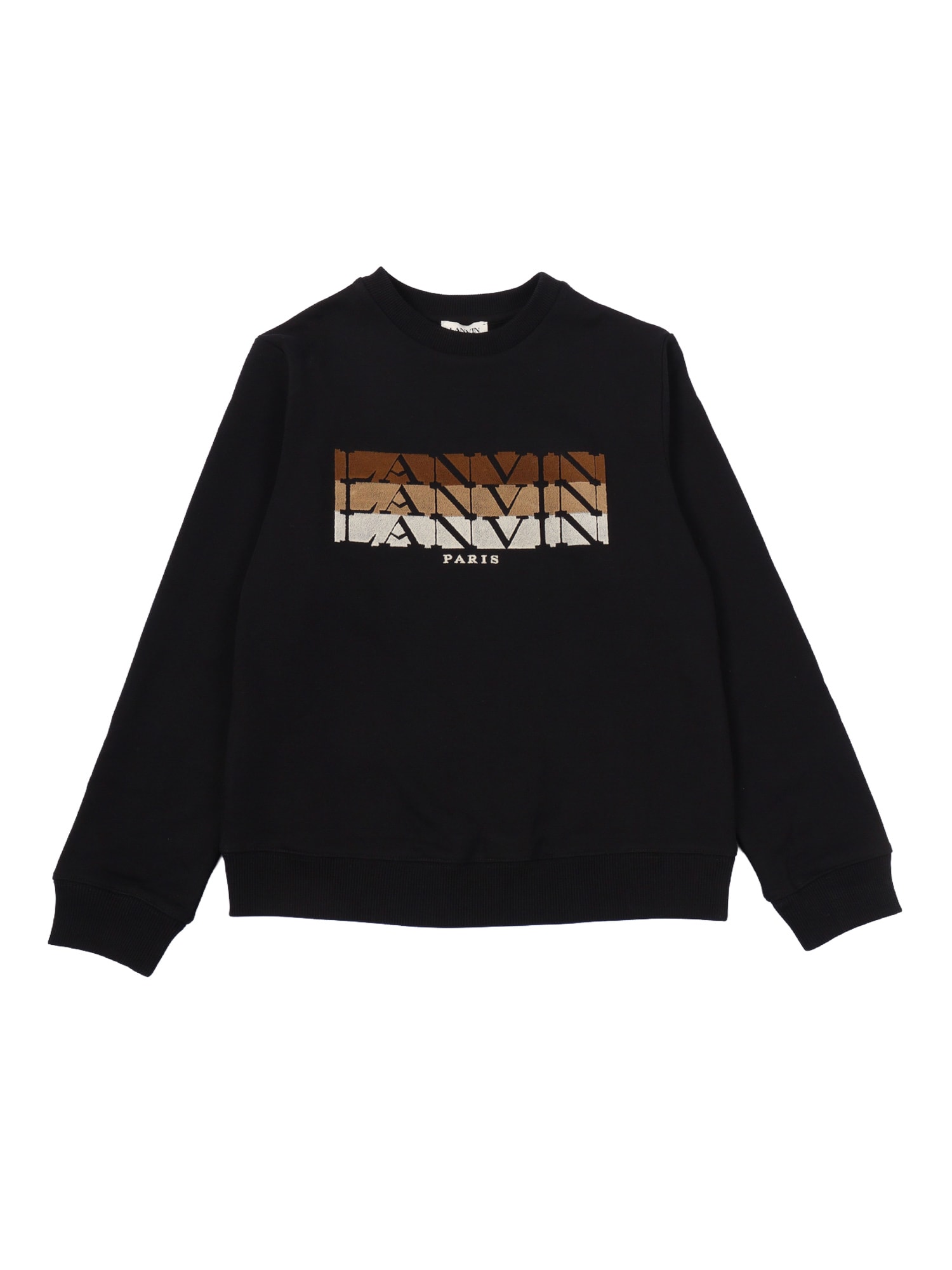 Lanvin Black Sweatshirt For Kids With Logo In Black