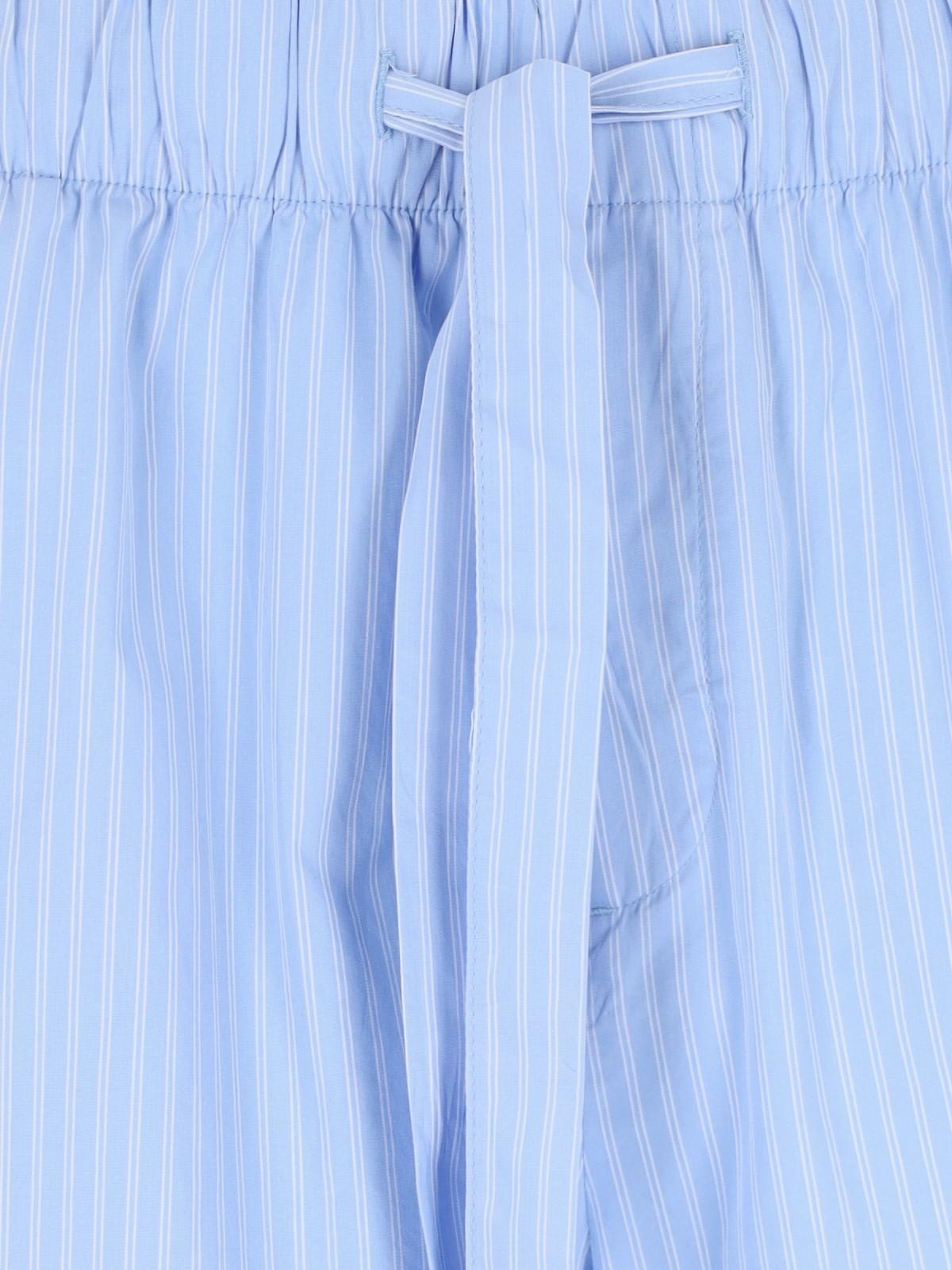 Shop Tekla Pin Stripes Shorts In Blue/white