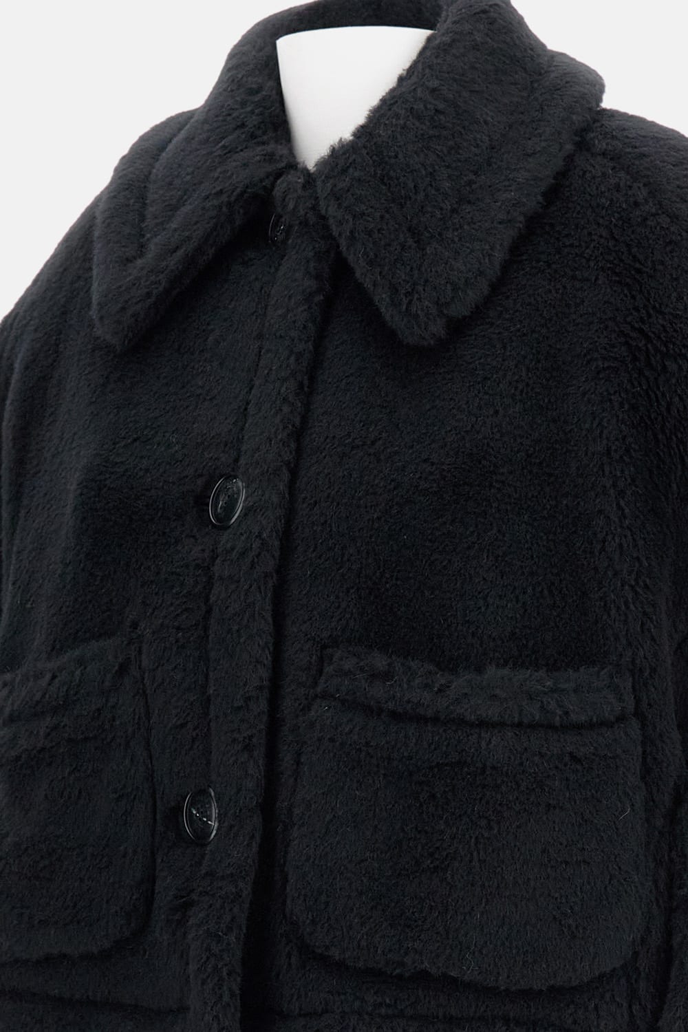 Max Mara Lapel Cape In Black