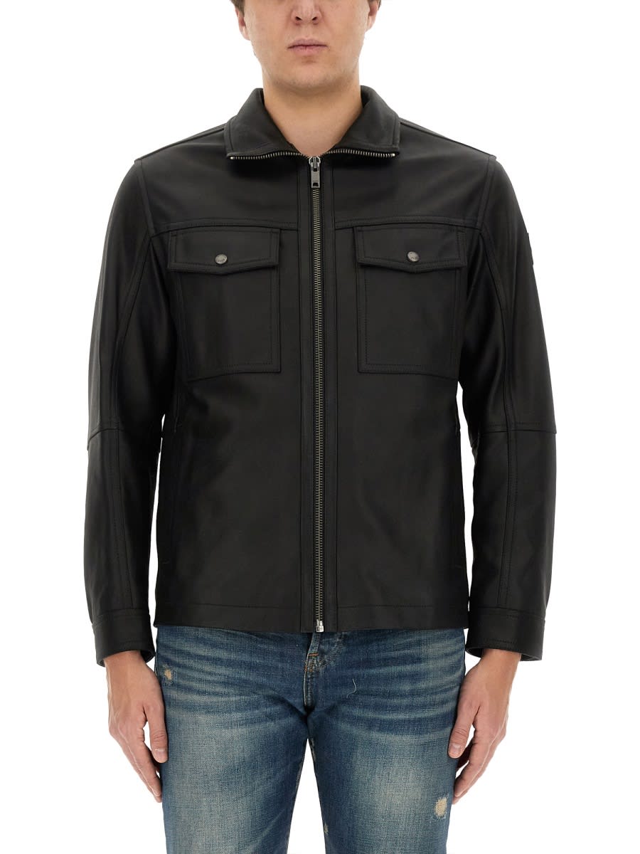 Shop Hugo Boss Jacket With Collar In Black