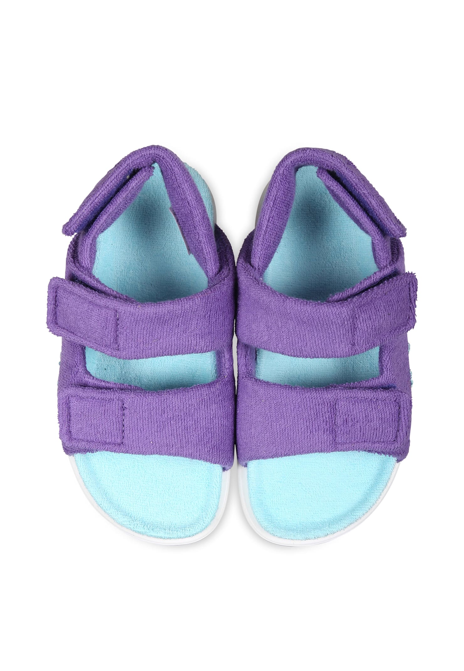Marni Logo-embroidered Sandals In Violet