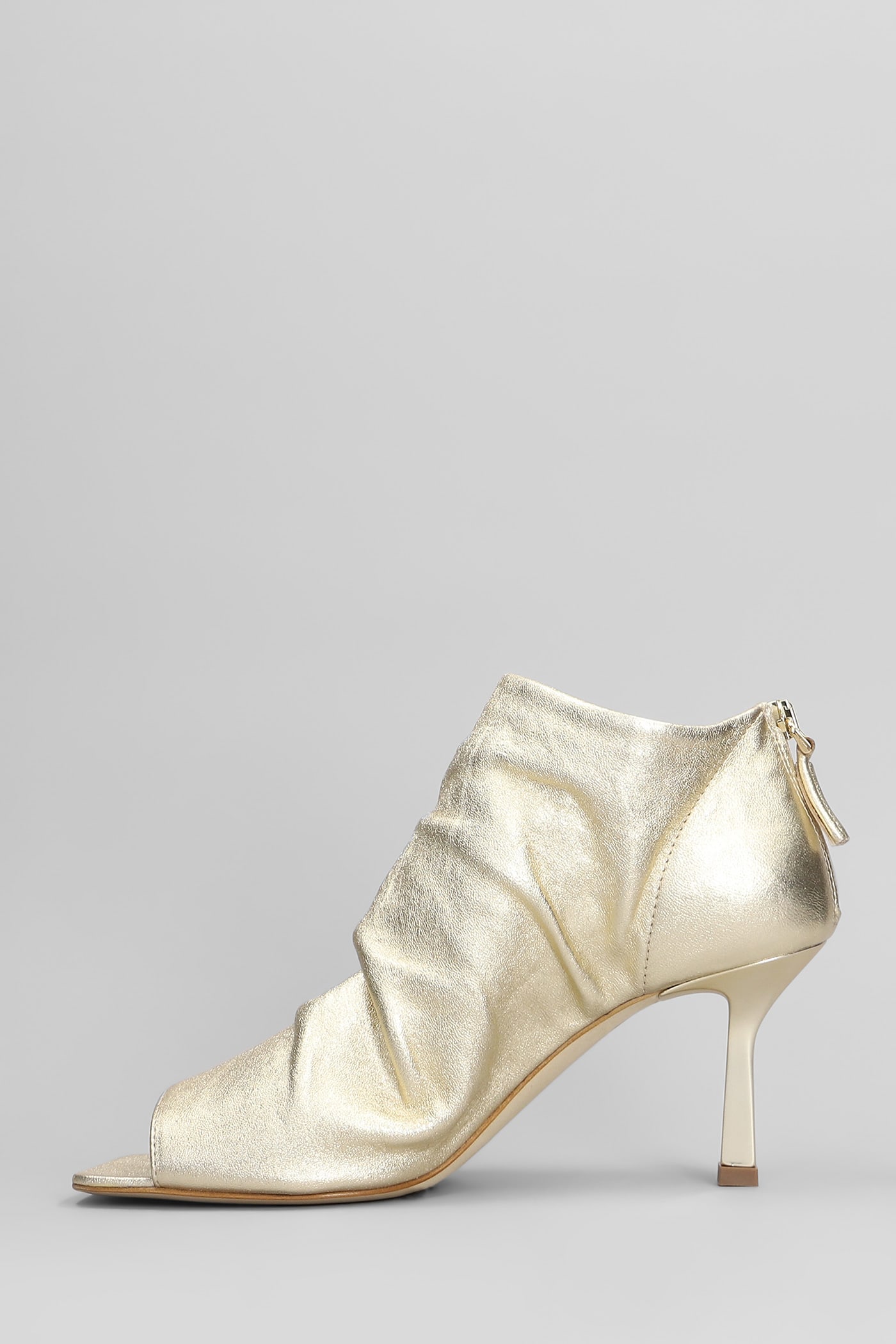 The Seller High Heels Ankle Boots In Platinum Leather In Platinum