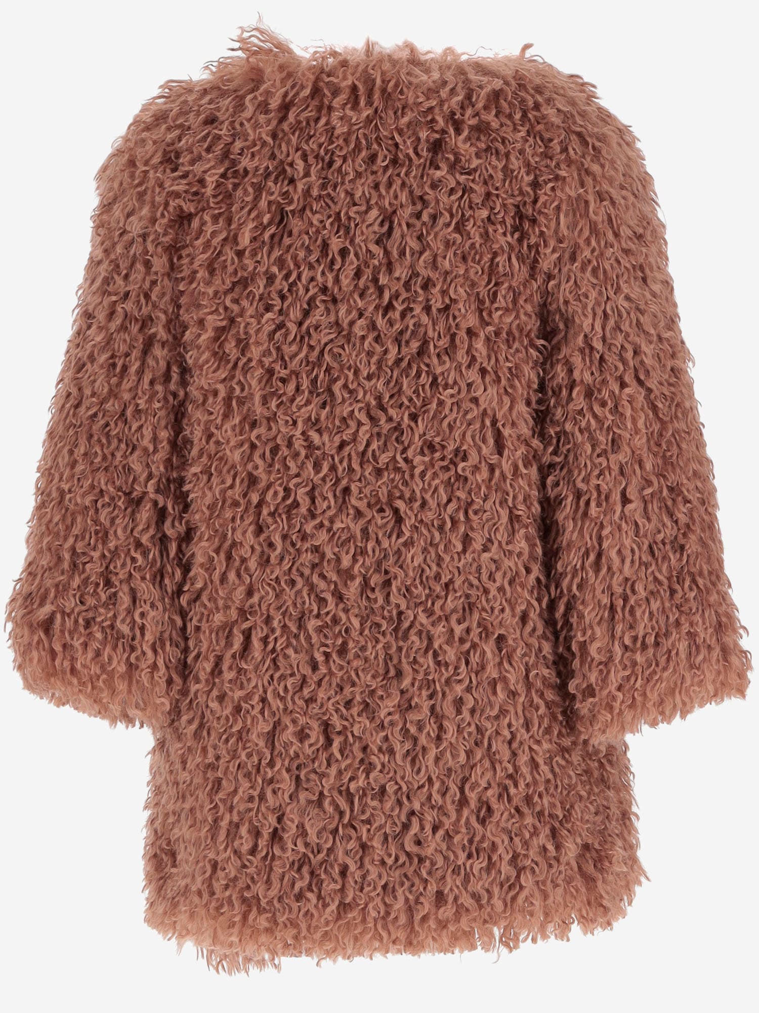Babe & Tess Funky Nylon Coat With Fur Pattern In Pink