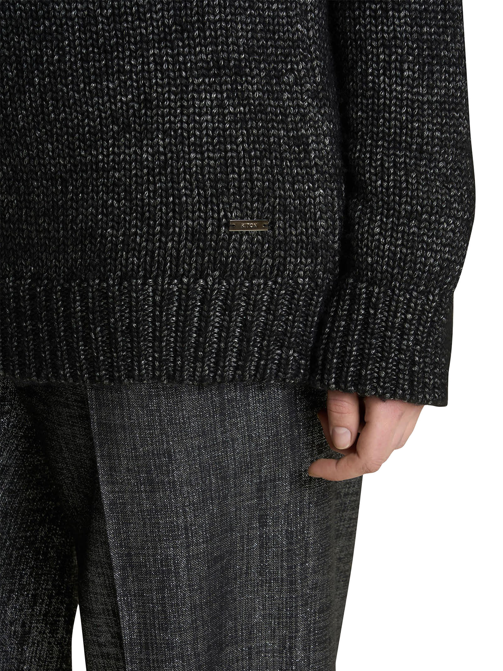 Shop Kiton Sweater High Neck Cashmere In Black