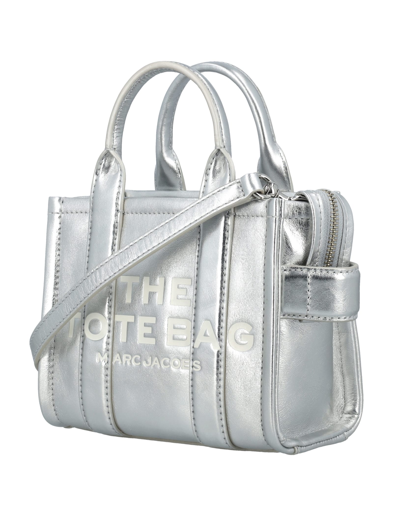 Shop Marc Jacobs The Mini Tote Bag In Metallic Silver