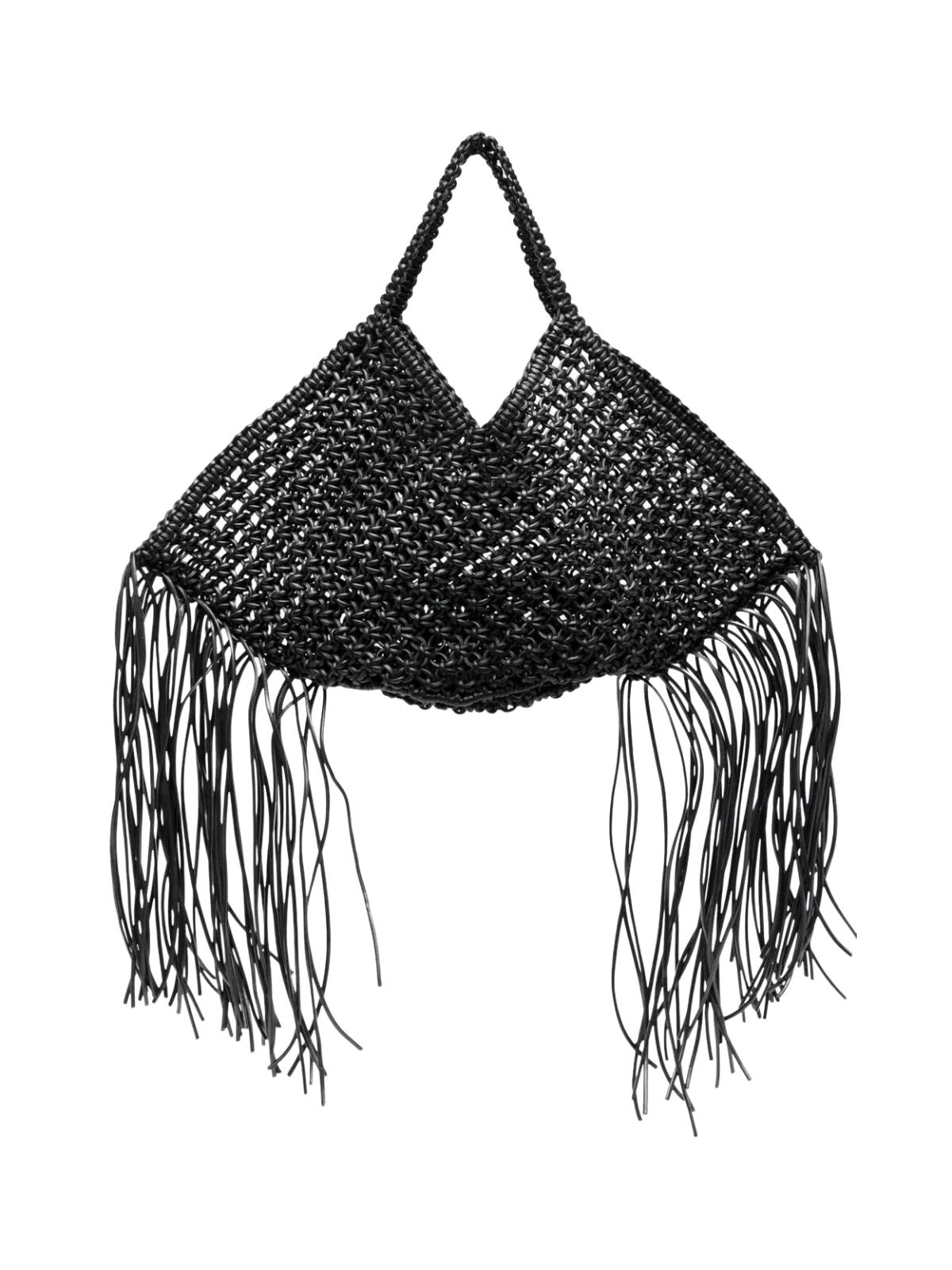 YUZEFI VEGAN LEATHER LARGE WOVEN BASKET BAG