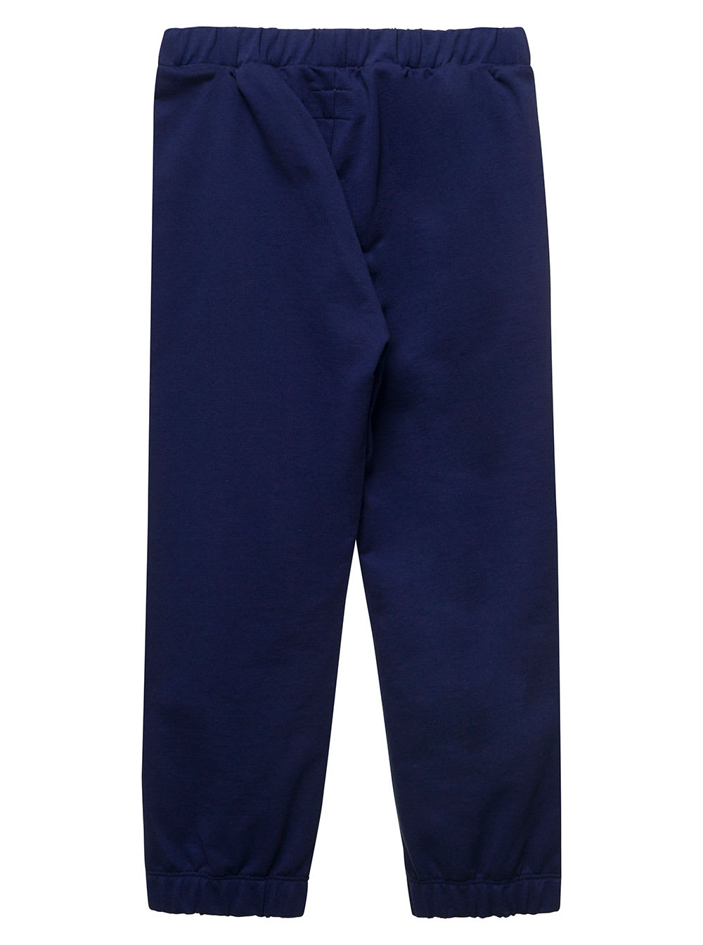 Shop Il Gufo Blue Trousers With Elastic Waistband And Logo In Cotton Girl