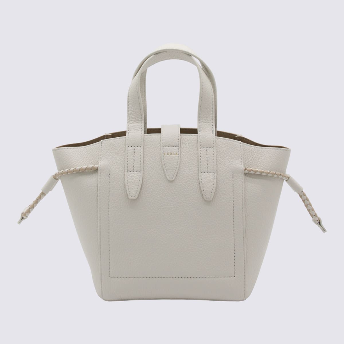 Shop Furla White And Raffia Leather Bag In Marshmallow