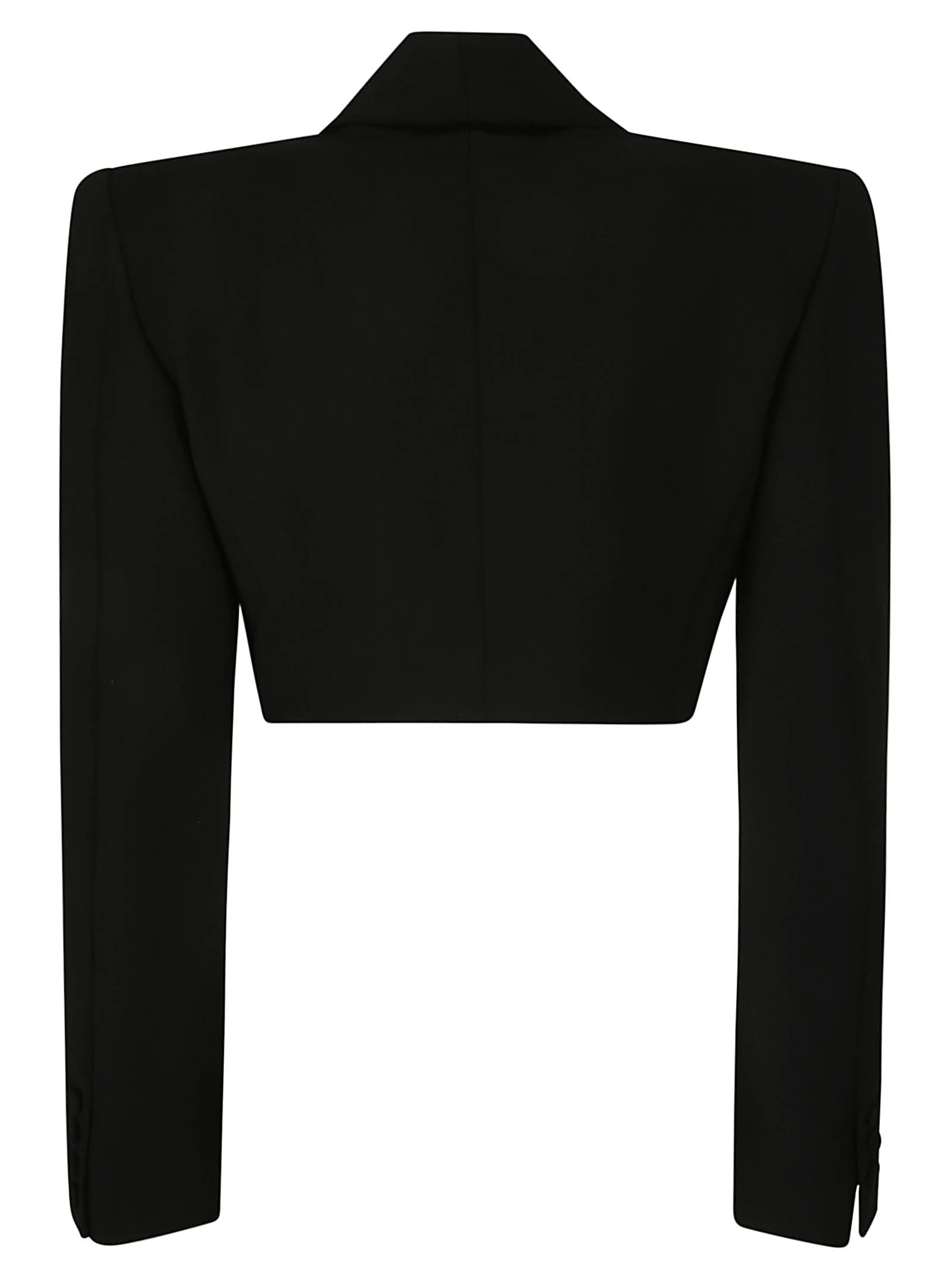 Shop Area Embroidered Butterfly Cropped Blazer In Black