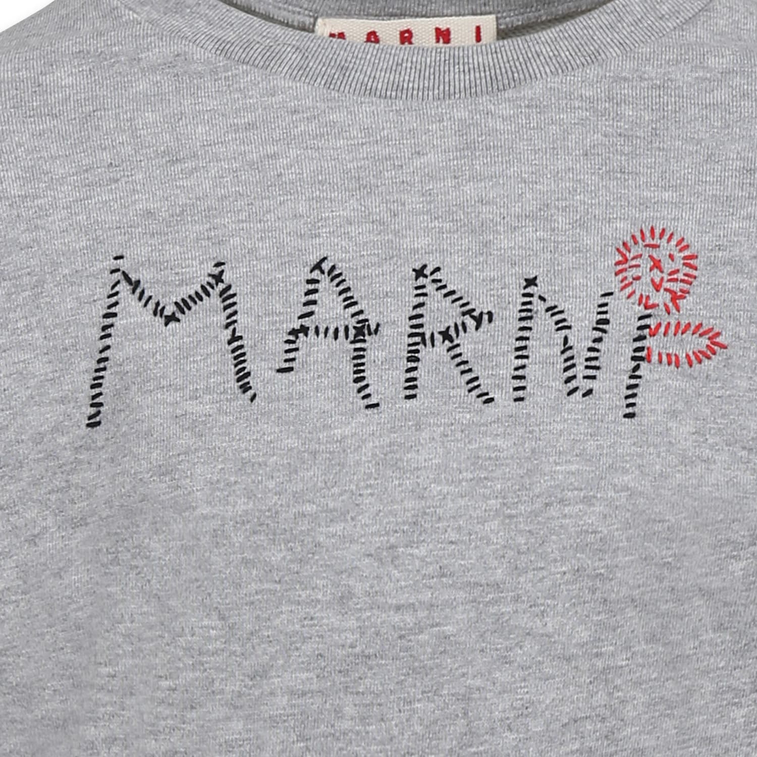 Marni Grey Crop Sweatshirt For Girl With Logo In Grey