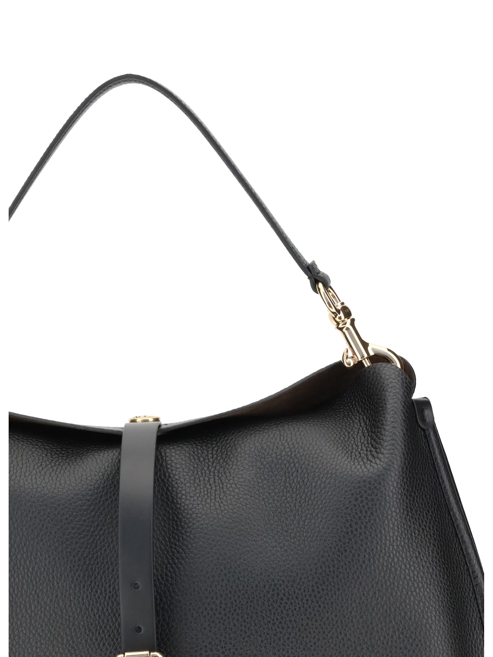 Etro Buckle-fastening Extra-large Leather Shoulder Bag In Black
