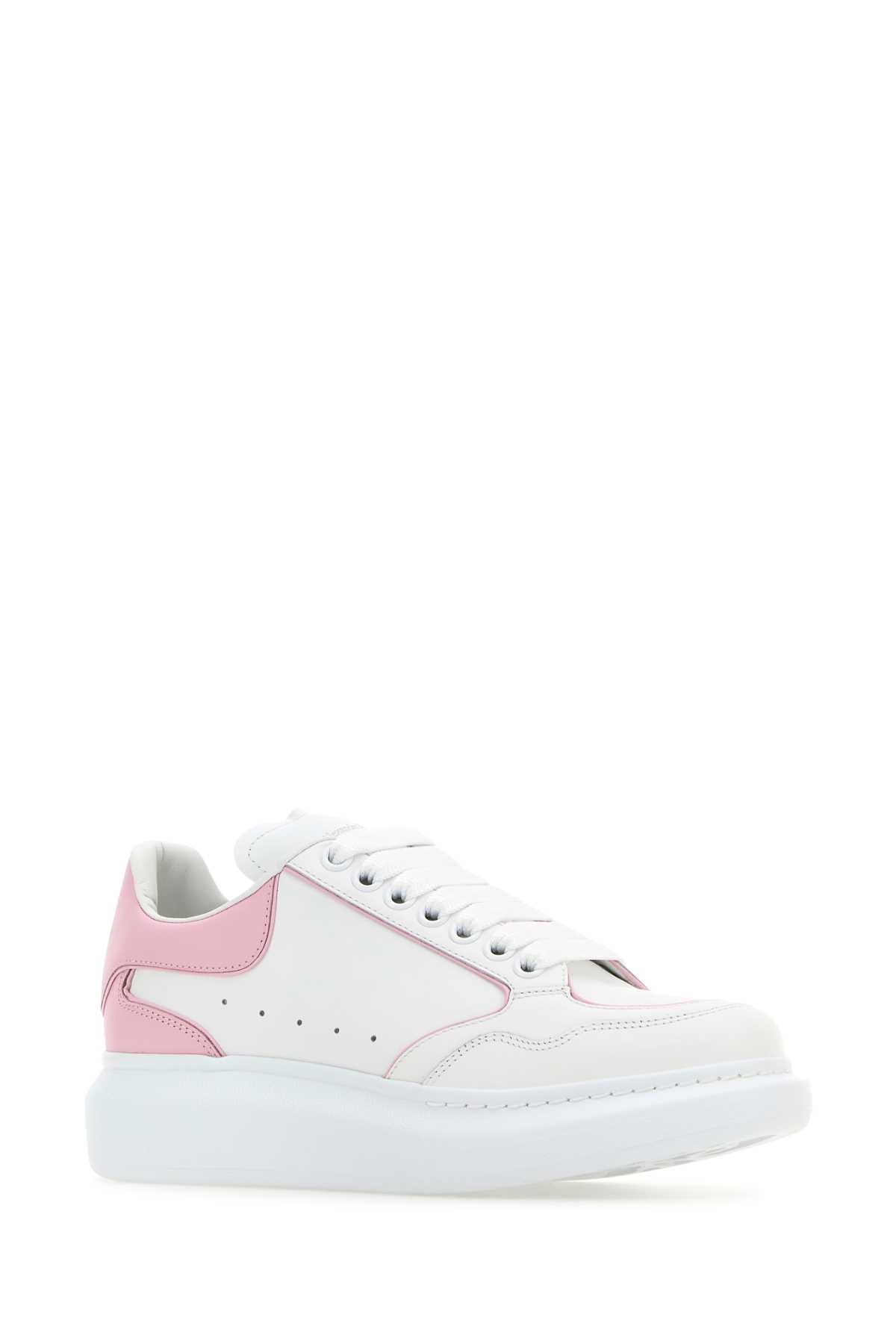 Shop Alexander Mcqueen Two-tone Leather Sneakers In Whitepalepink