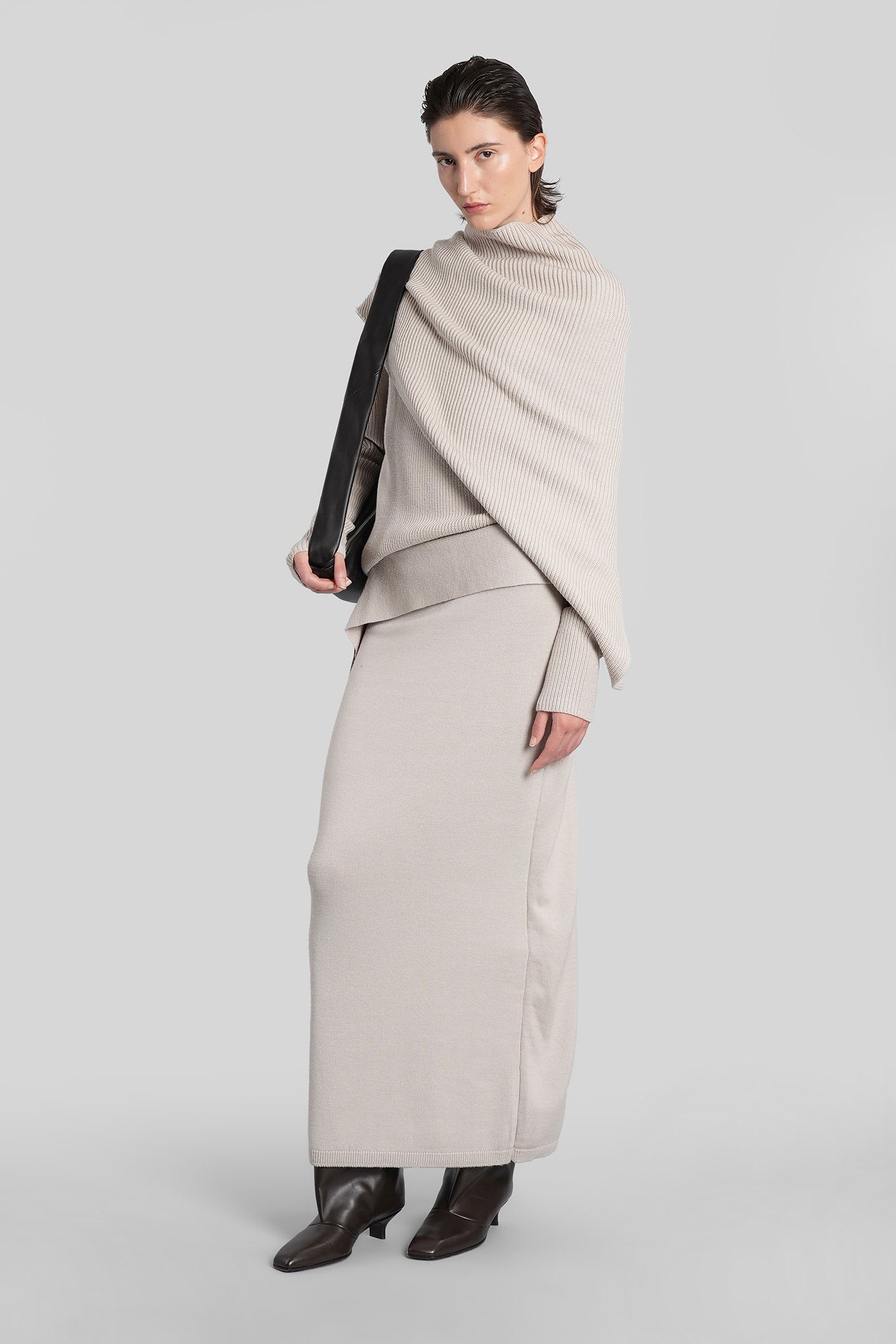Entire Studios Wrap Sweater Knitwear In Grey Wool In Neutral