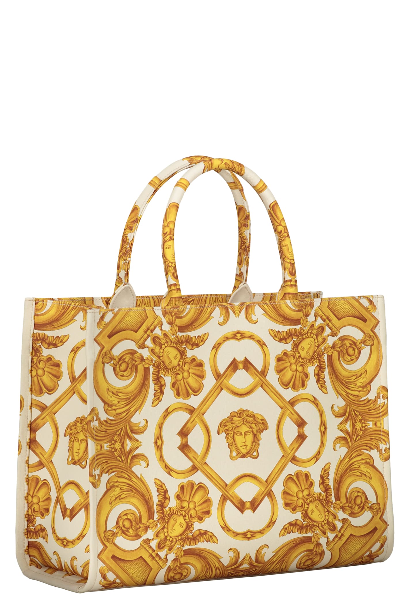 Versace Medusa Barocco Tote Bag In Ivory