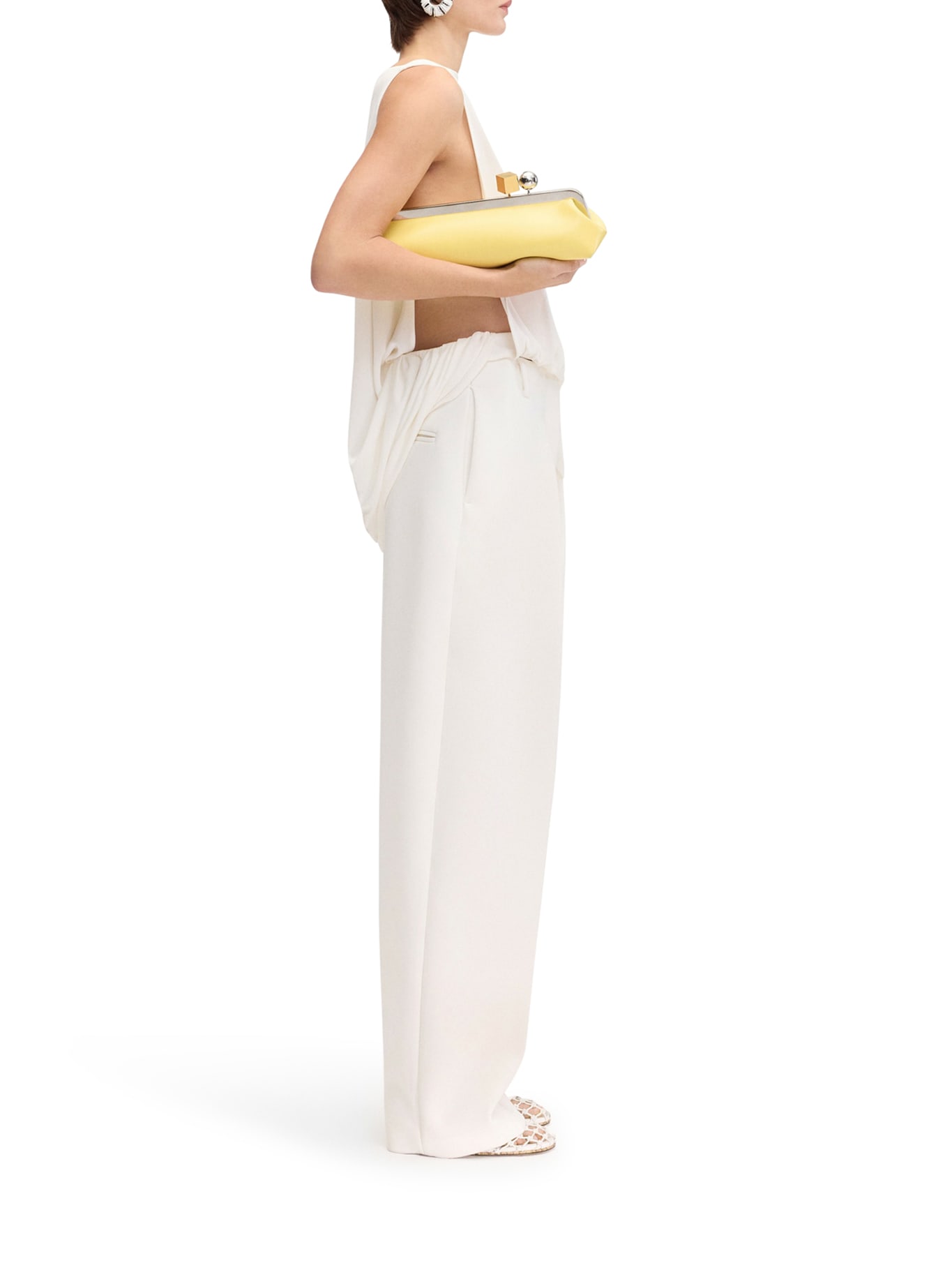 Jacquemus Le Haut Peplo White Top With Square Neck And Cut-out On The Side In Viscose Blend Woman In White