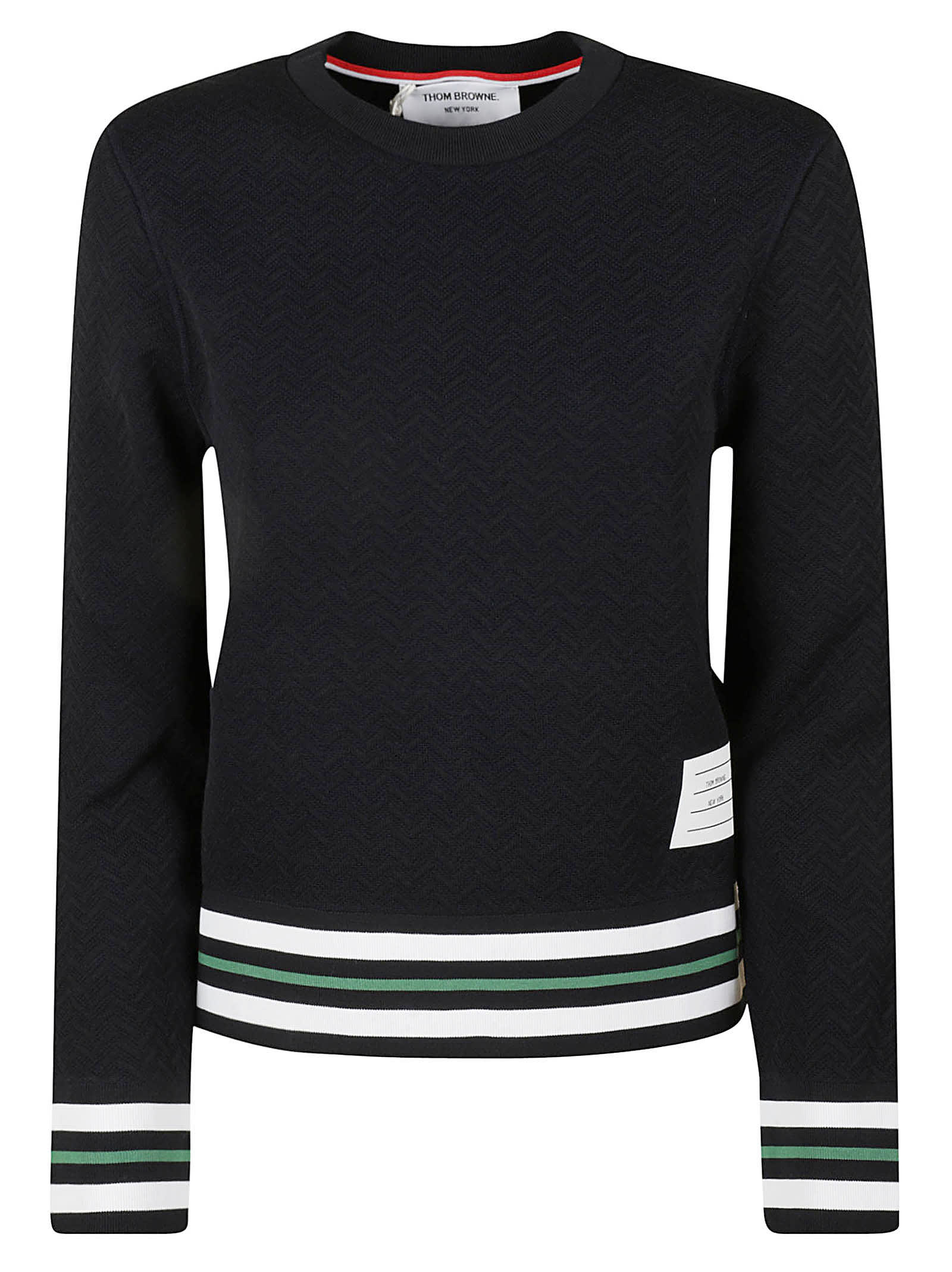 Thom Browne Cricket Stripe Rib Trimmed Sweatshirt