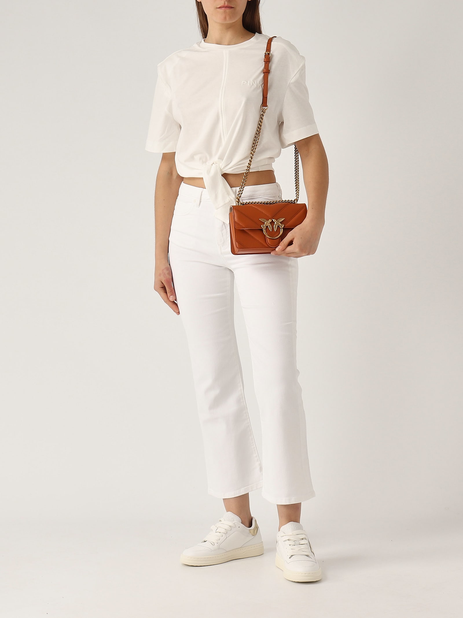 Pinko Britney Bootcut Bull Stretch Jeans In Bianco