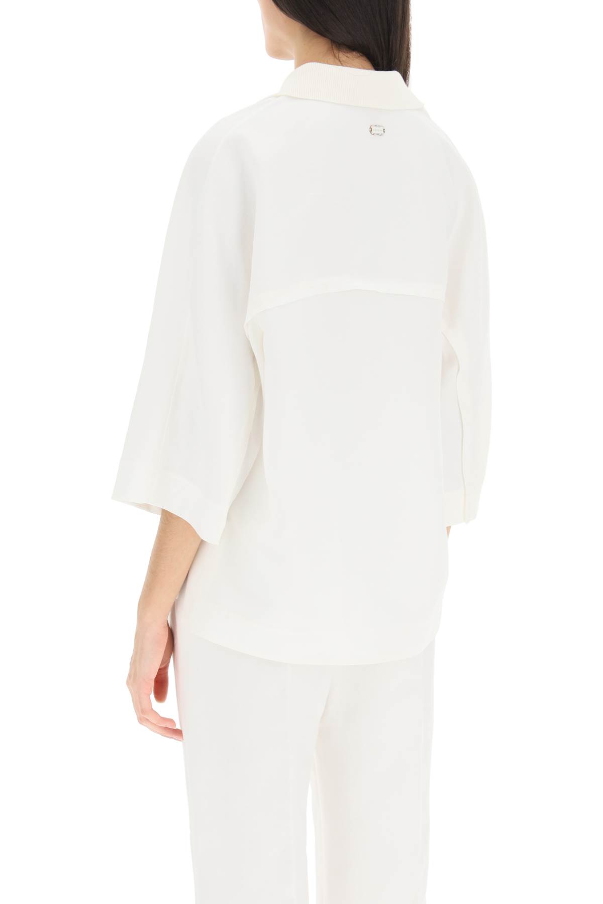 Shop Agnona Linen Viscose Polo Blouse In White (white)