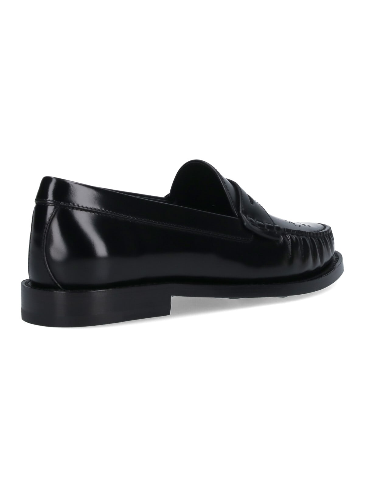 Celine Loafers With Perforated Detail And Shiny Finish In Black