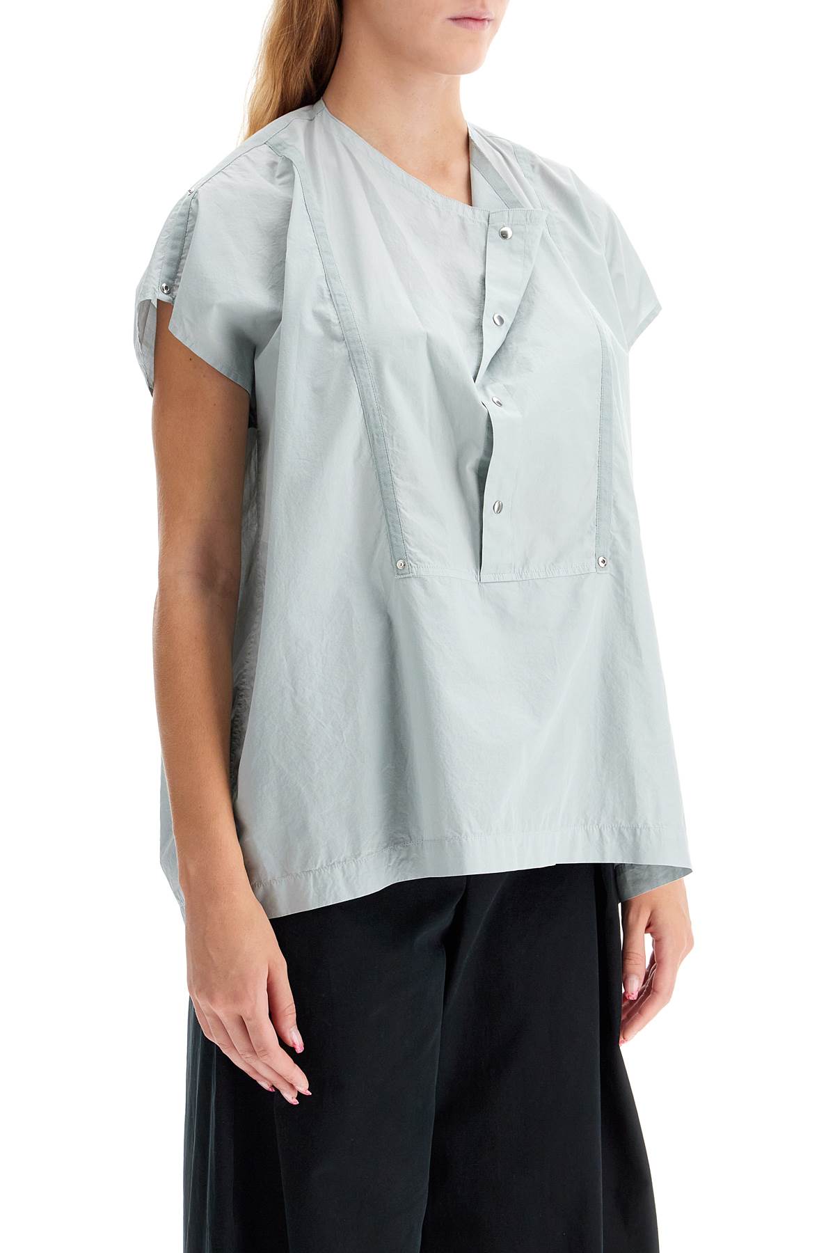 Shop Lemaire Blouse With Draped Neckline And In Cloud Grey (grey)