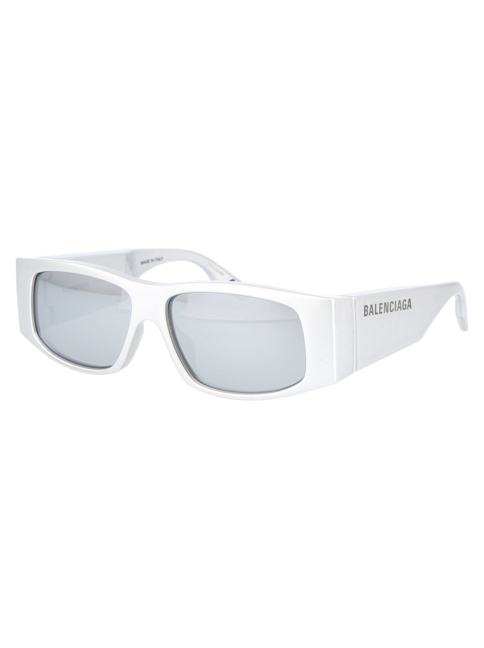 Shop Balenciaga Bb0100s Sunglasses In 002 Silver Silver Silver