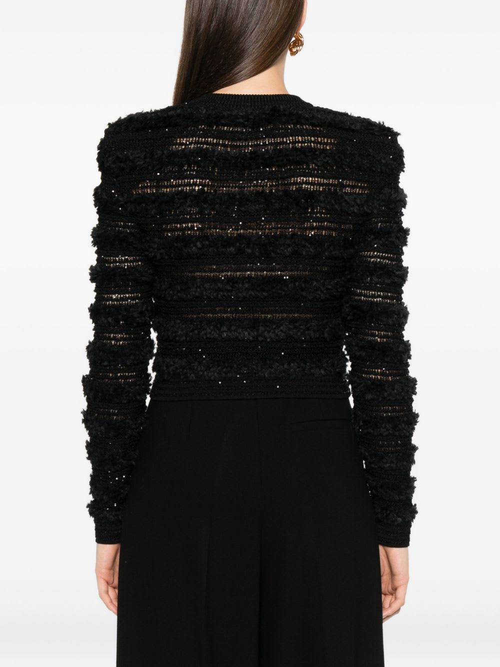 Balmain Knitwear Cardigan Tweed Texture In Black