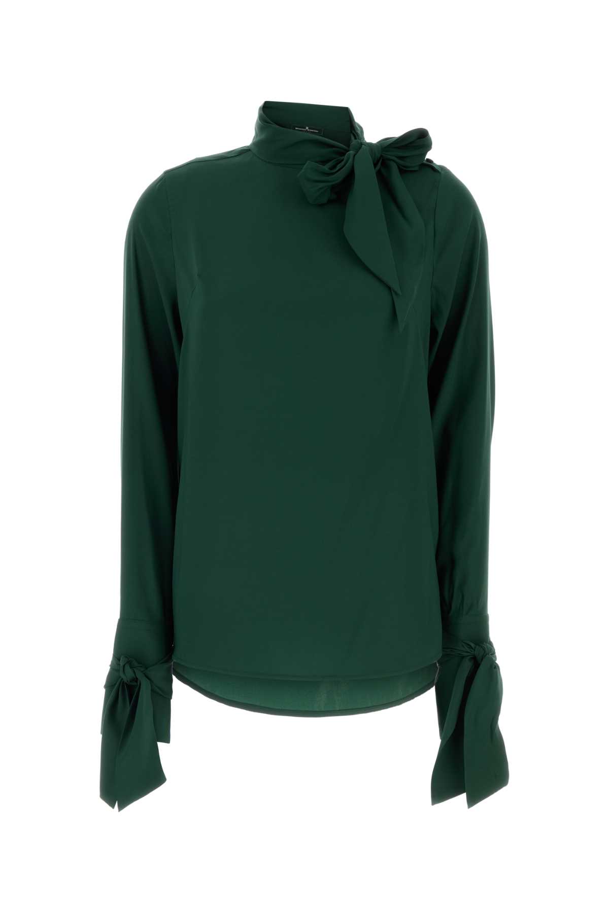 Ermanno Scervino Dark Green Stretch Silk Blouse In Green