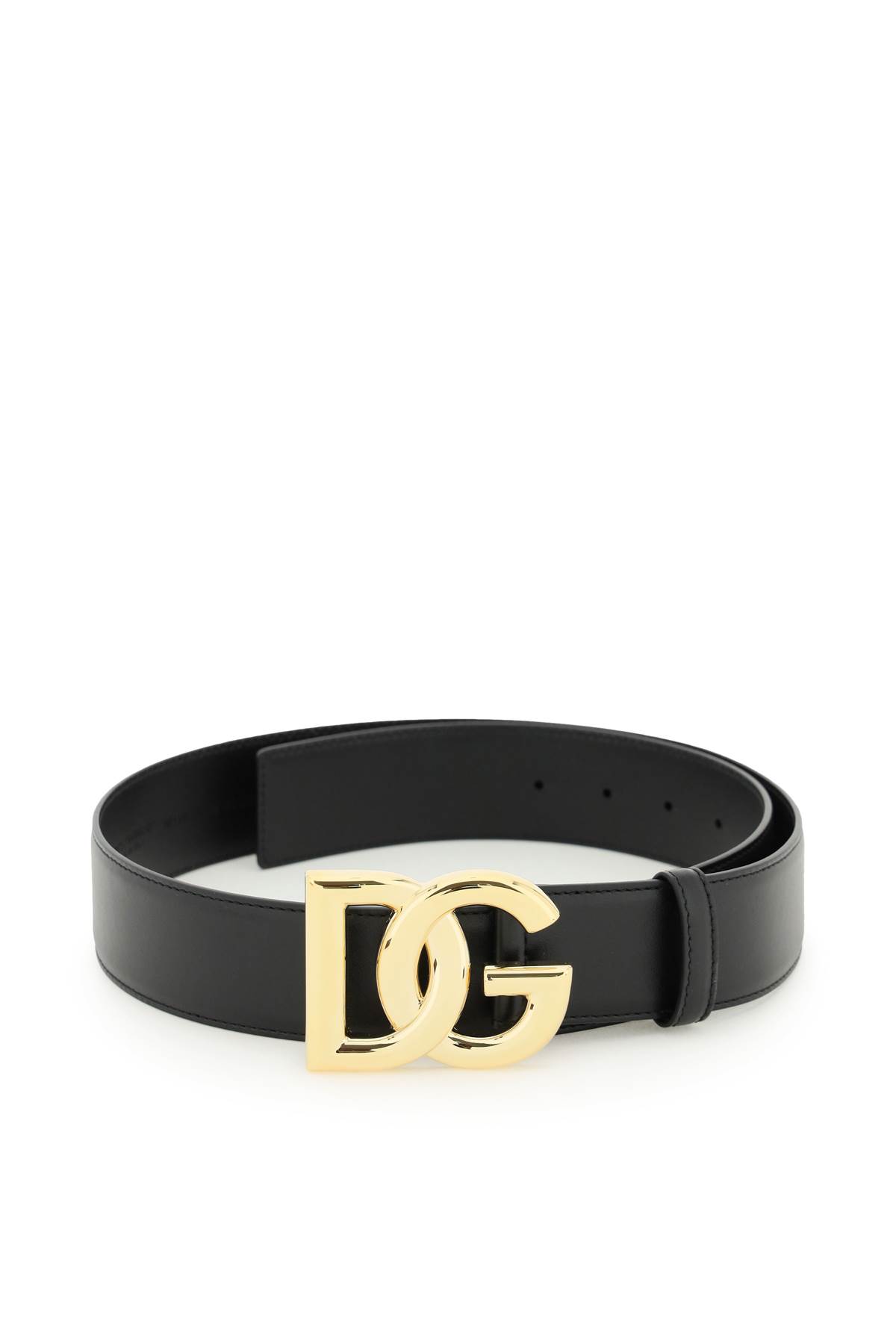 Shop Dolce & Gabbana Leather Belt With Logo Buckle In Nero
