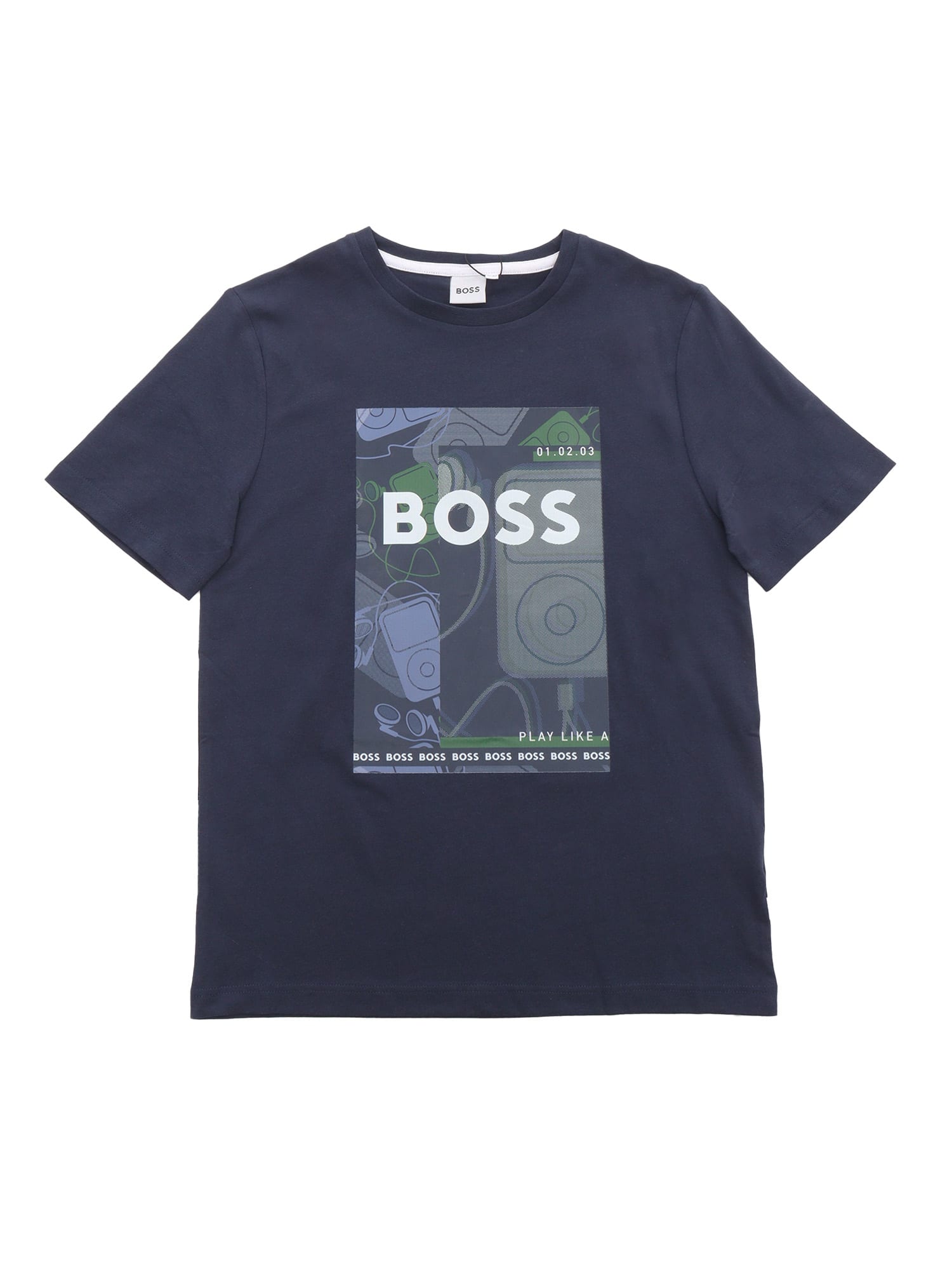 Shop Hugo Boss Blue T-shirt With Pattern