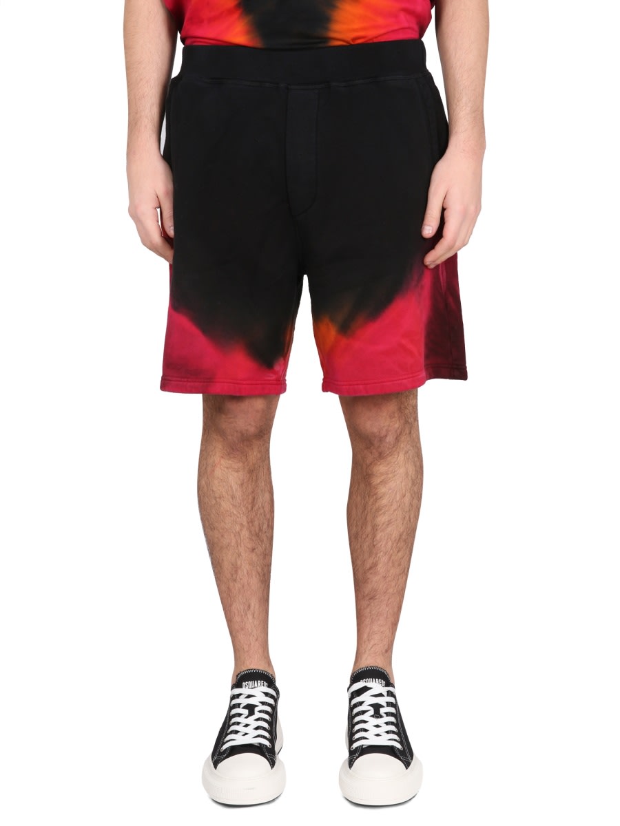Dsquared2 Relaxed Fit Shorts With Flame Print In Multicolour