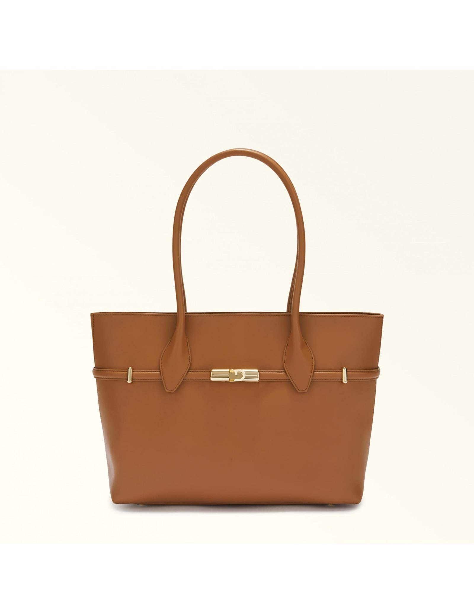 Goccia L Shopping Bag In Brandy Color Leather