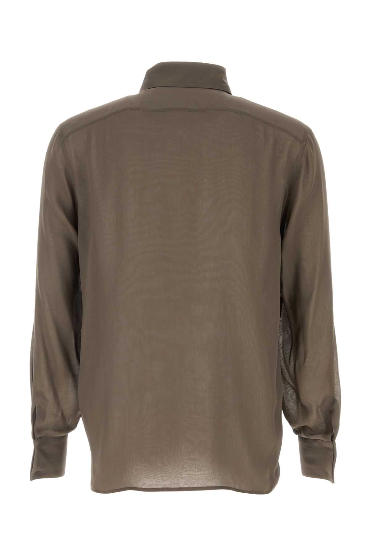 Shop Saint Laurent Brown Silk Shirt In Argile