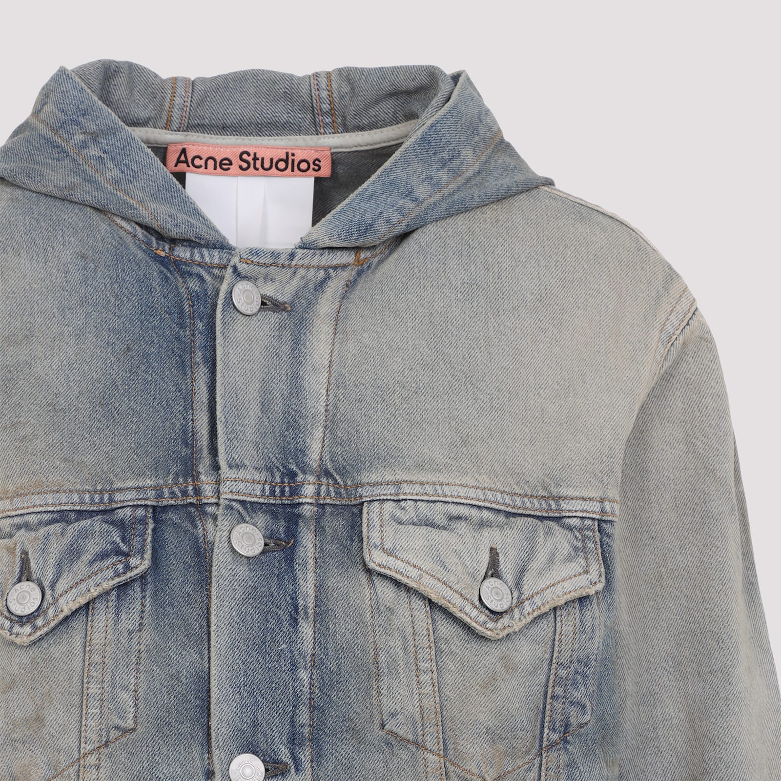 Acne Studios Light Blue Hooded Jacket In Blue